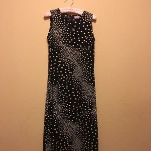 Long black/white polka dot dress
